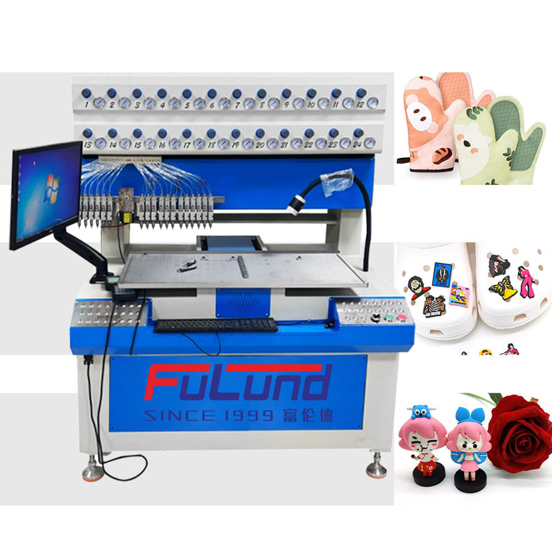 Fully Automatic pvc silicone  metal badge automatic enamel dispensing machine